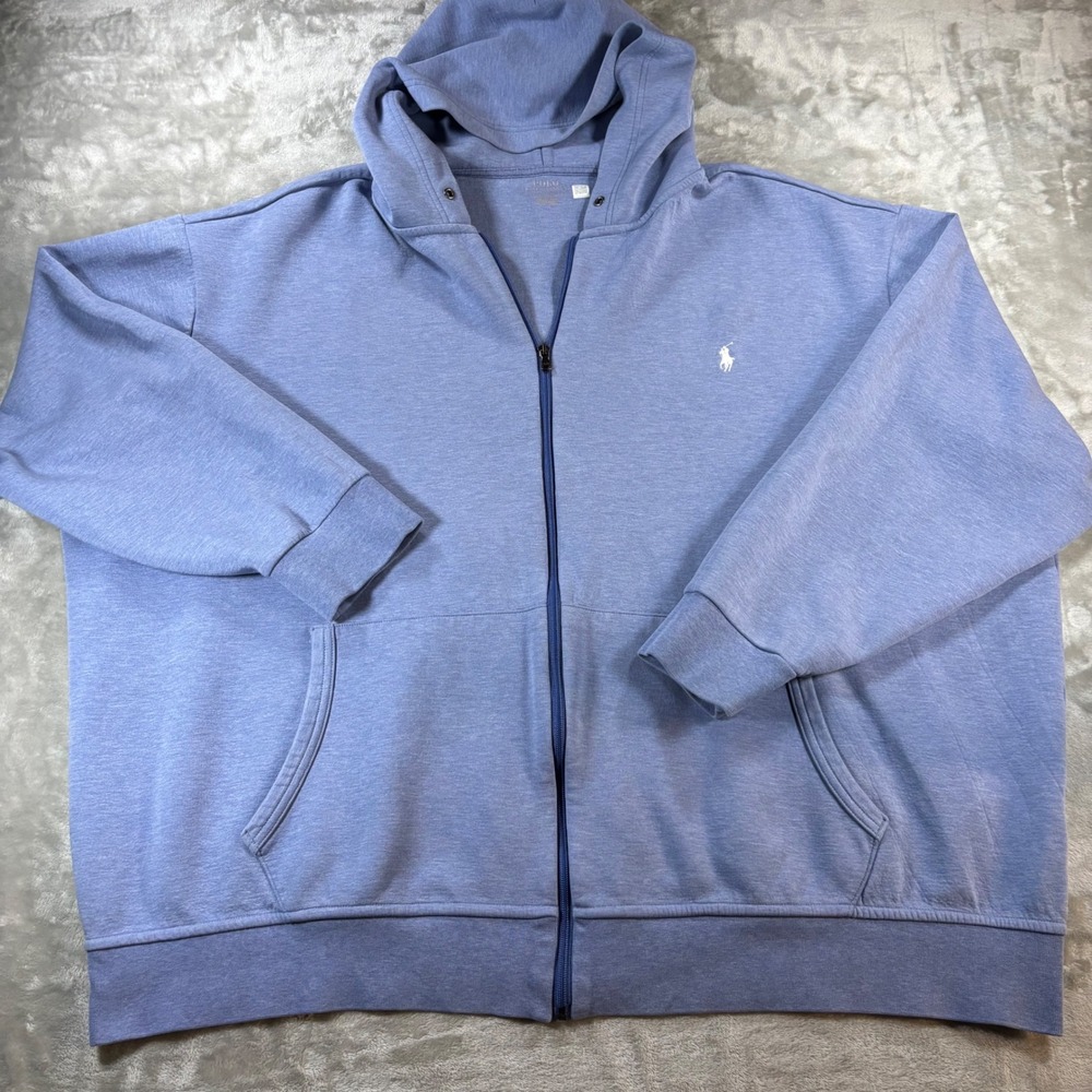 Polo Ralph Lauren Mens Hoodie 4XB Big & Tall Blue Full Zip Pony Logo Sweatshirt